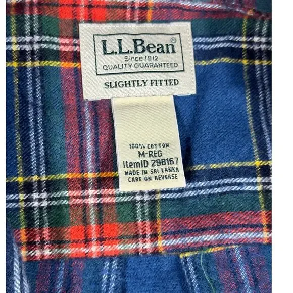 L.L Bean Scotch Plaid Flannel Shirt Slightly Fitted Tartan Pattern Men's M-R - Picture 4 of 6